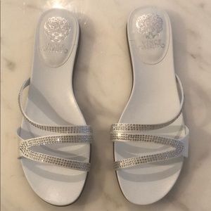 Vince Camuto white jeweled sandal